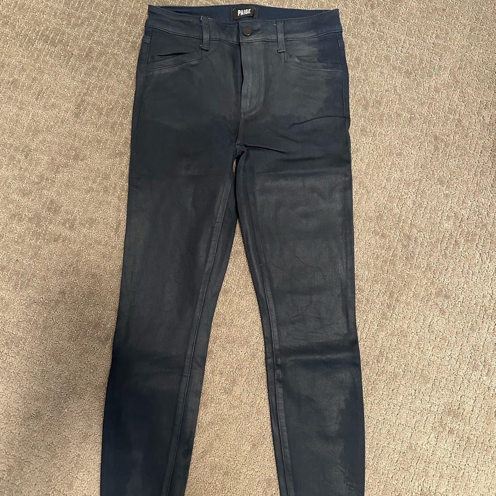 PAIGE women’s coated Dark Blue Skinny Jeans